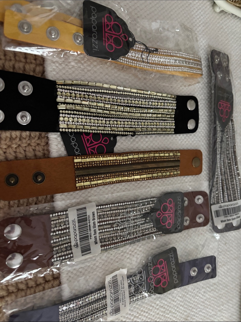 paparazzi Multi-Row Beaded Snap Bracelet Set - Black, Brown, Yellow, Silver